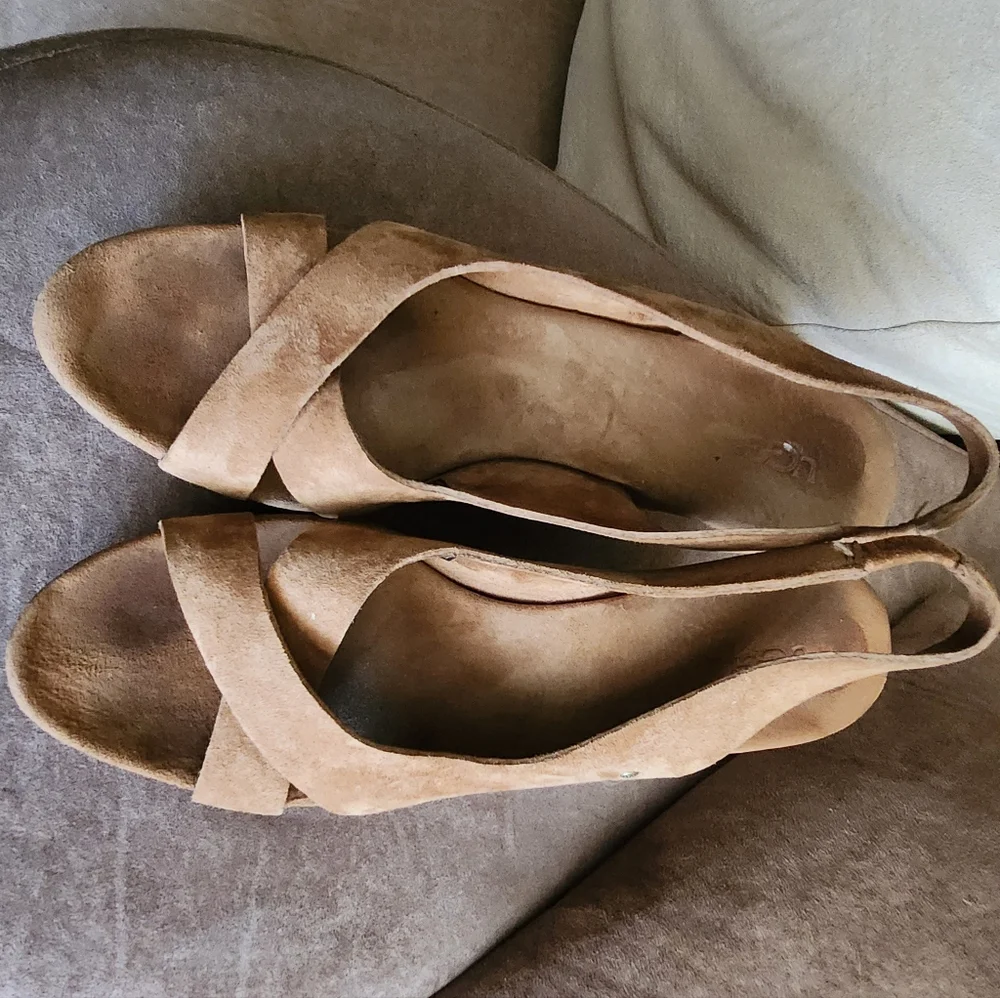 UGG Hazel Suede Wedge Sandals Open Toe